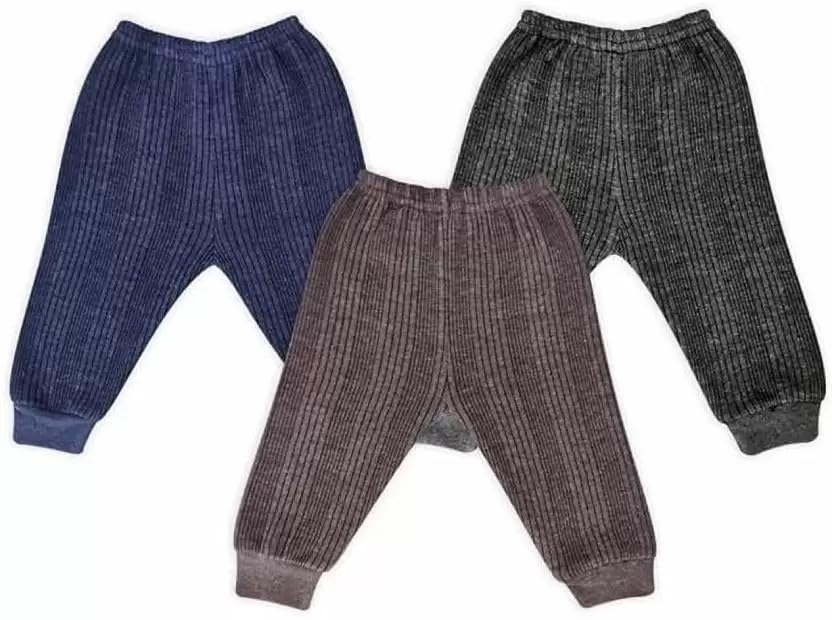 Image of Woollen Thermal Set Unisex Kids Winter Wear Innerwear Top & Full Pant Warmer Combo for Girls Boys, Body Warmer (Inner and Pyjama) Pack of 3