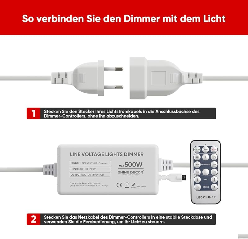 Shine Decor LED szalag és neon cső dimmer távirányítóval CE tanúsított