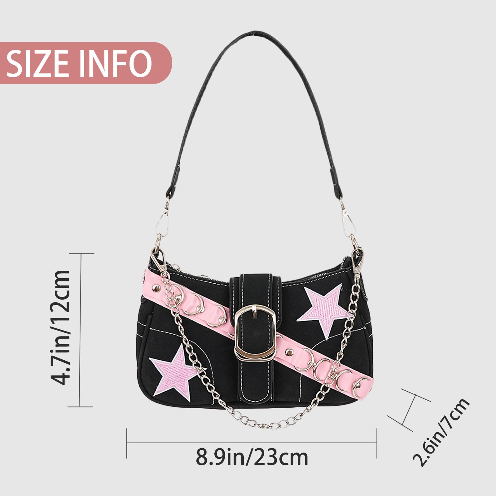Borsa a Spalla in Pelle per Donne Borsetta con Motivo Catena Stella Y2K Ragazze Cool e Sensazionali Mini Borse in Pelle PU per Donne
