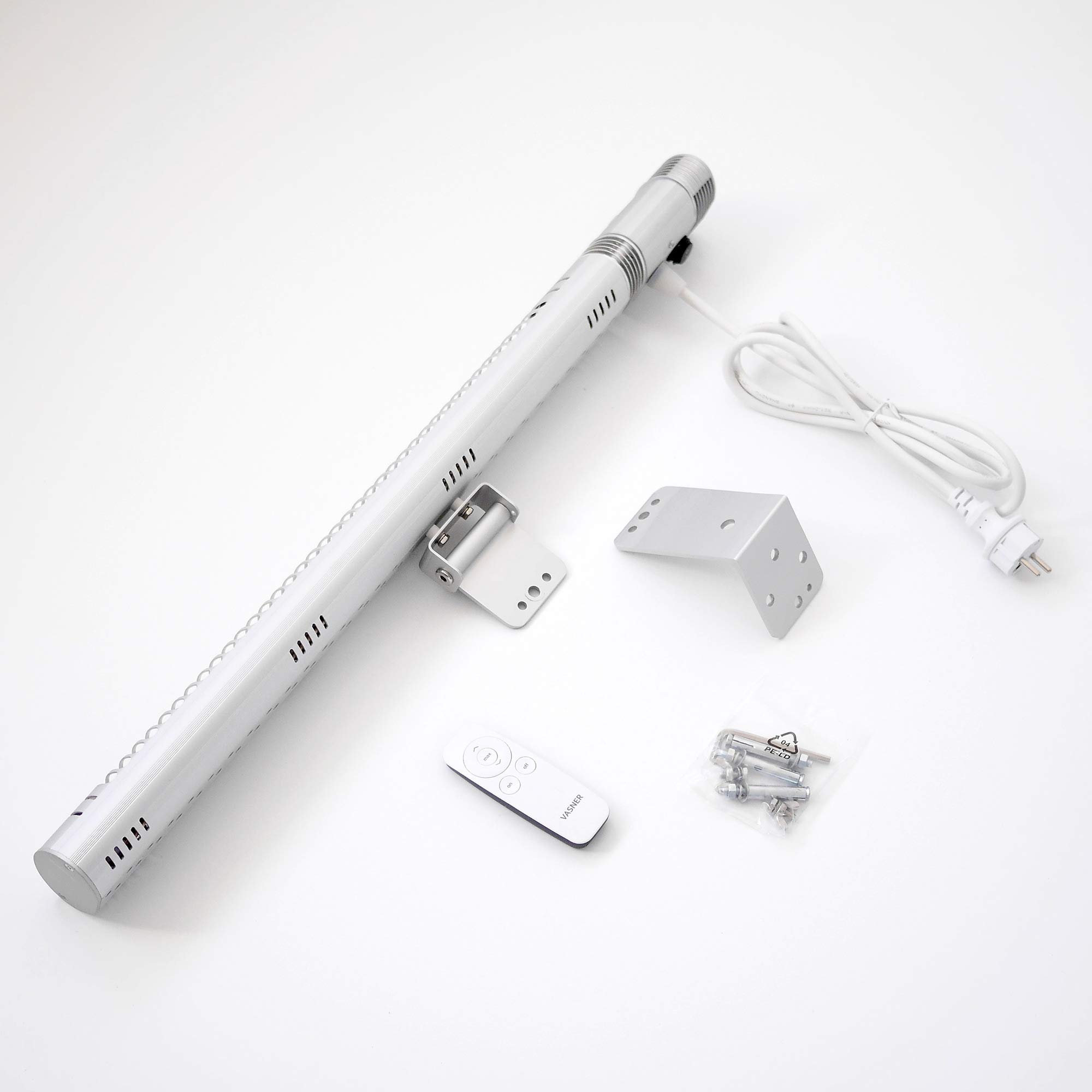 VASNER SlimLine X20 Infrarot Heizstrahler Outdoor – Terrassenstrahler 2000W elektrisch – Decken Heizstrahler Terrasse Wandmontage – Infrarotstrahler Wintergarten hängend mit Fernbedienung (Silber)