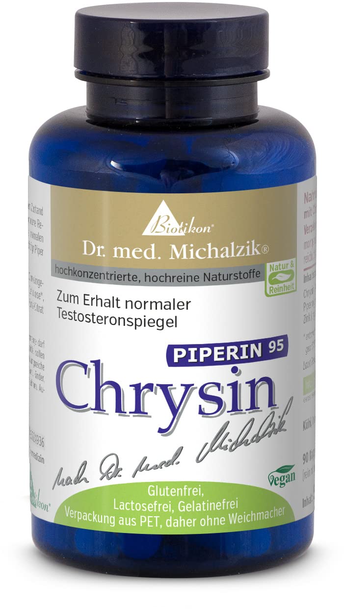 Chrysin Piperin nach Dr. Michalzik, 1000-1500 mg Chrysin, 90 Kapseln | Mit Chrysin, Piperin und Zink • eigene deutsche Produktion • ohne Zusätze