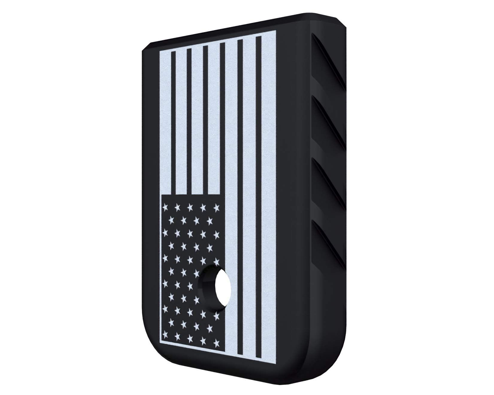 Rowe Tactical Magazine Base Plate for Glock Gen 1-5 - Black (Angle Serrations) American Flag - Vertical Graphic - Fits 9mm .40 Cal .357 Sig 45 Gap