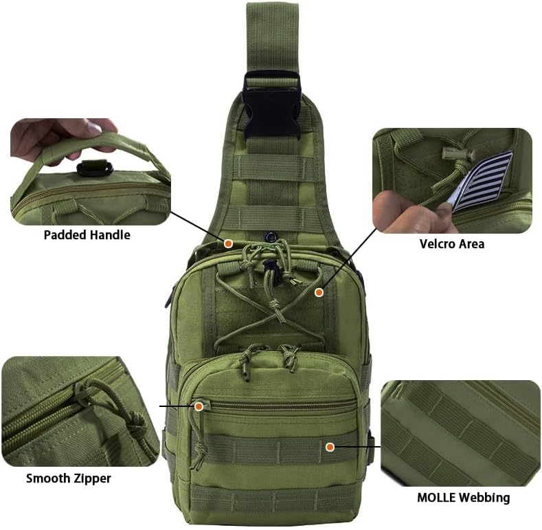 NuCamper Tactical Sling Bag Pack Military Rover Shoulder Backpack Molle Assault Range Bags Men's Chest Pack for Hiking,Travel - Image 3