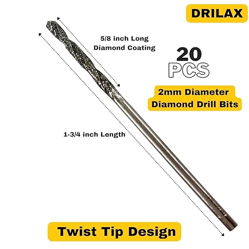 Miniatura 3 de Drilax - Juego de brocas de diamante 0079in 20 unidades 20 piezas 0079in para joyería playa mar y cristal