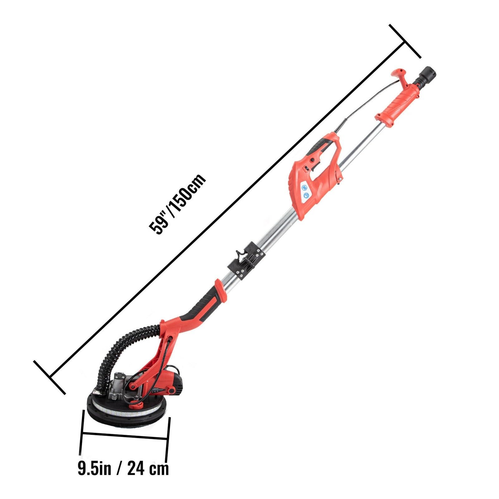 Levigatrice elettrica, Levigatrice for pareti pieghevole da 750 W elettrica for cartongesso a luce di striscia a LED 800-1750 R/min RPM a disco