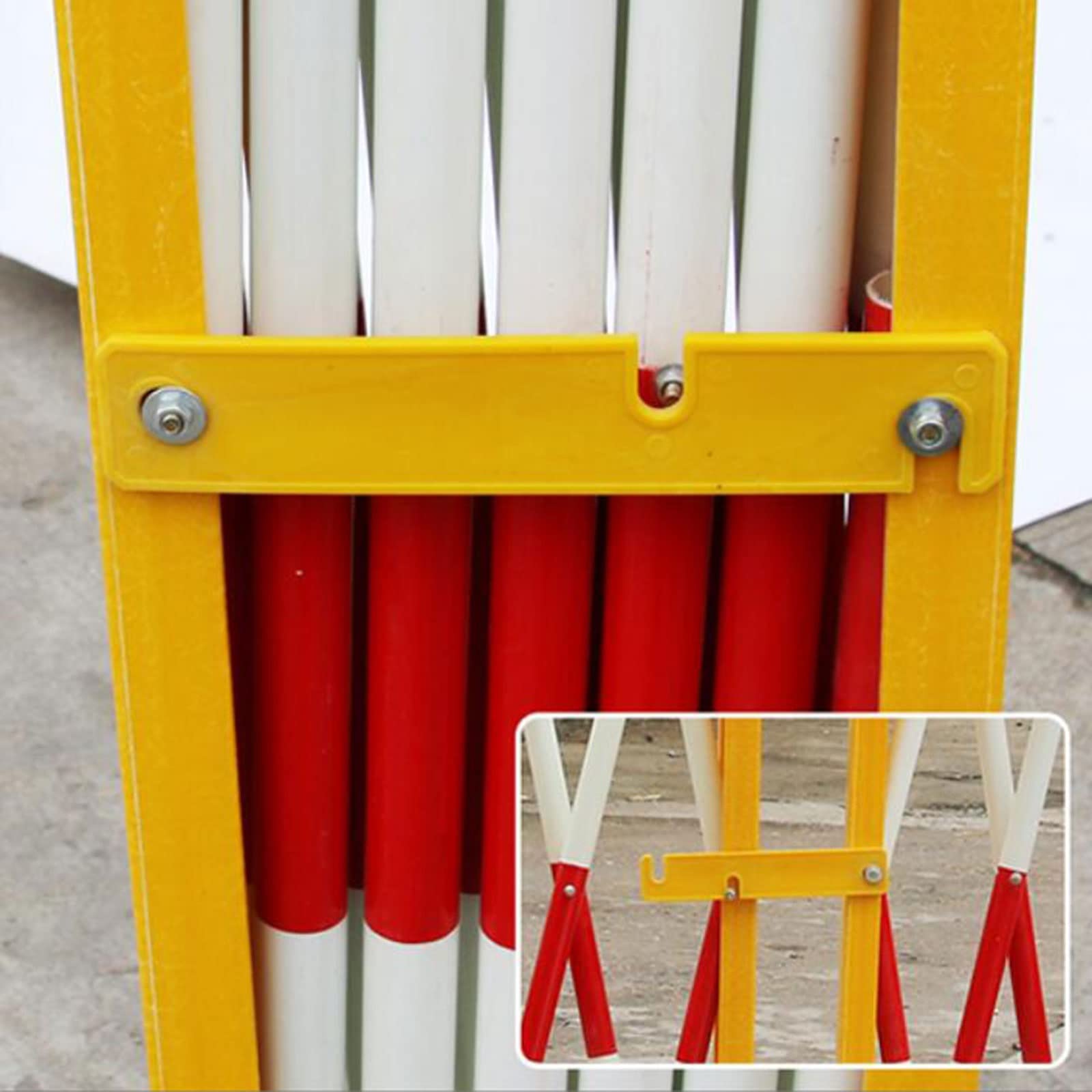 Teles - Valla de advertencia plegable, movible, rojo y blanco, barandilla ajustable para uso en exteriores y construcción, valla aislante de tubo cuadrado portátil