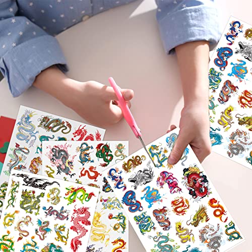 Ancient Dragon Tattoos Party Supplies Decorations Favors Chinese Fairy Dragon Waterproof Temporary Video Cartoon Stickers for Girls Boys Kids Class Activity (405pcs) - image 5