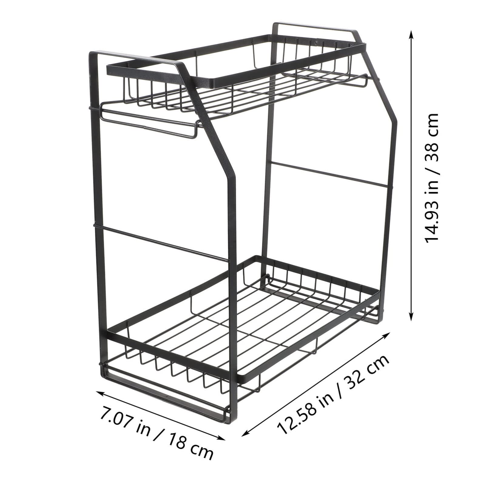 Kichvoe Scaffale Portaspezie in Ferro Doppio Strato Staccabile per Cucina Nero Organizer per Condimenti e Spezie