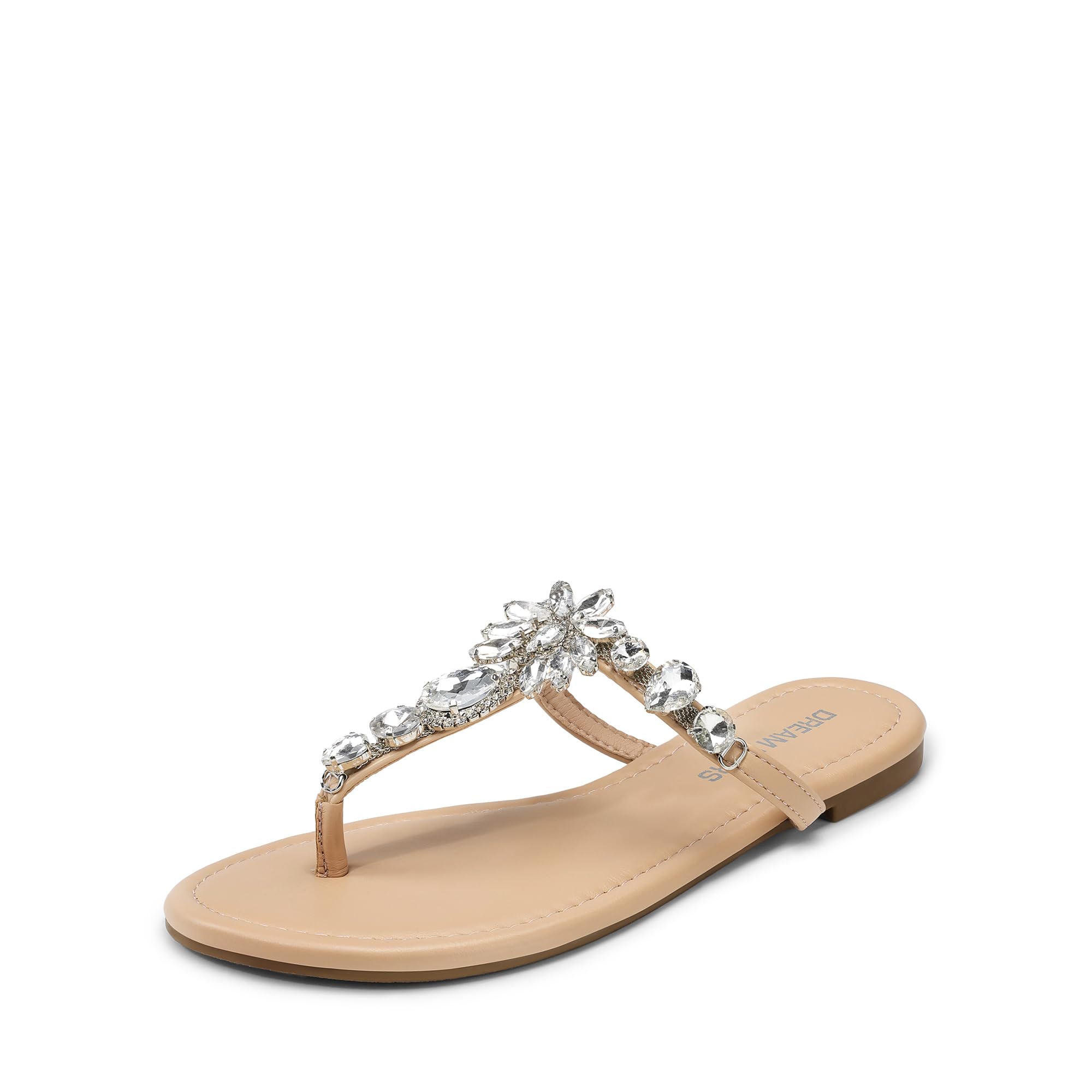 DREAM PAIRS Flip Flops for Women Dressy Rhinestone T-Strap Thong Sandals for Summers Dress Beach