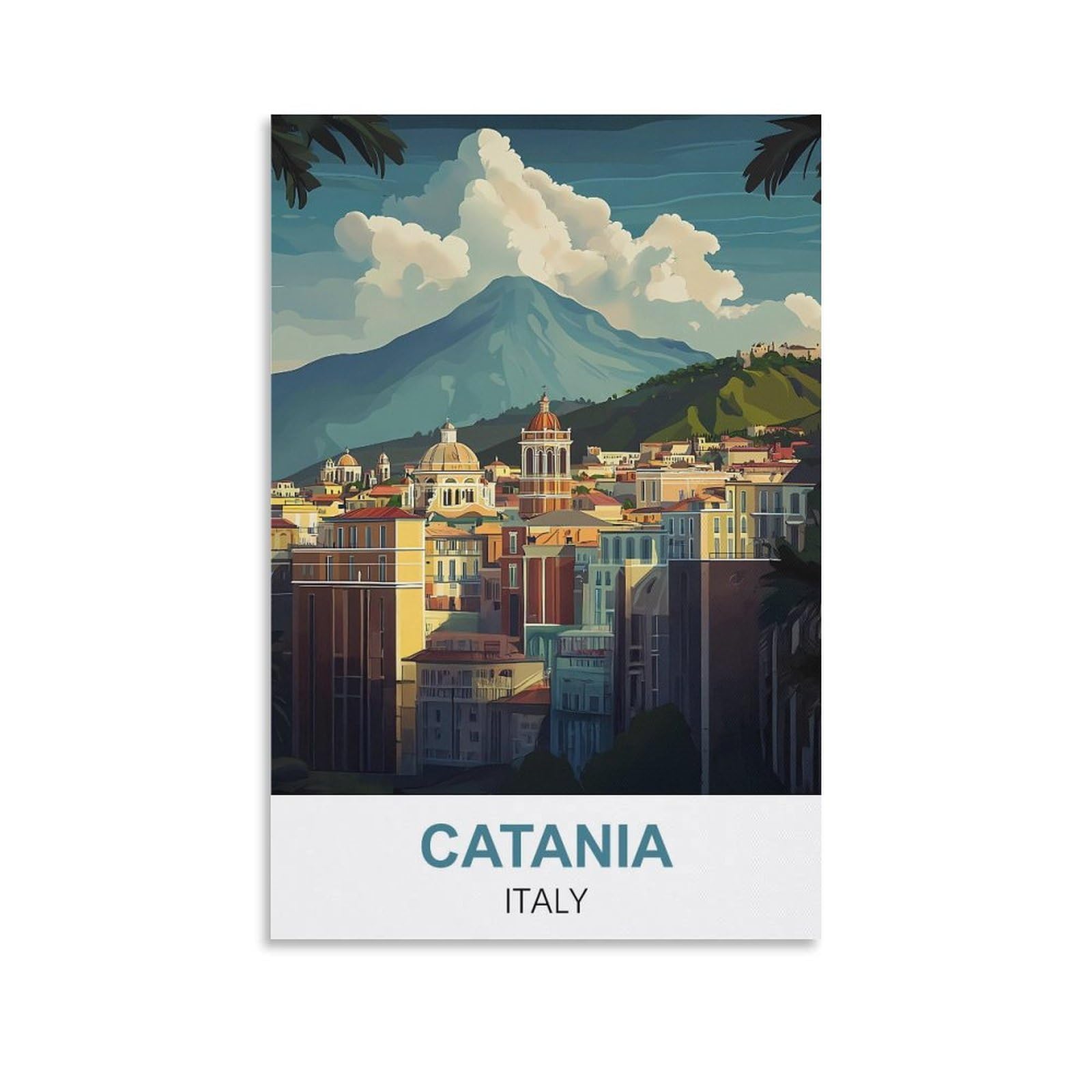 Funny Metal Sign Vintage Tin Sign Catania Italy Posters Inspirational Gifts for Women Men, Retro Metal Poster Wall Decor 20x30cm