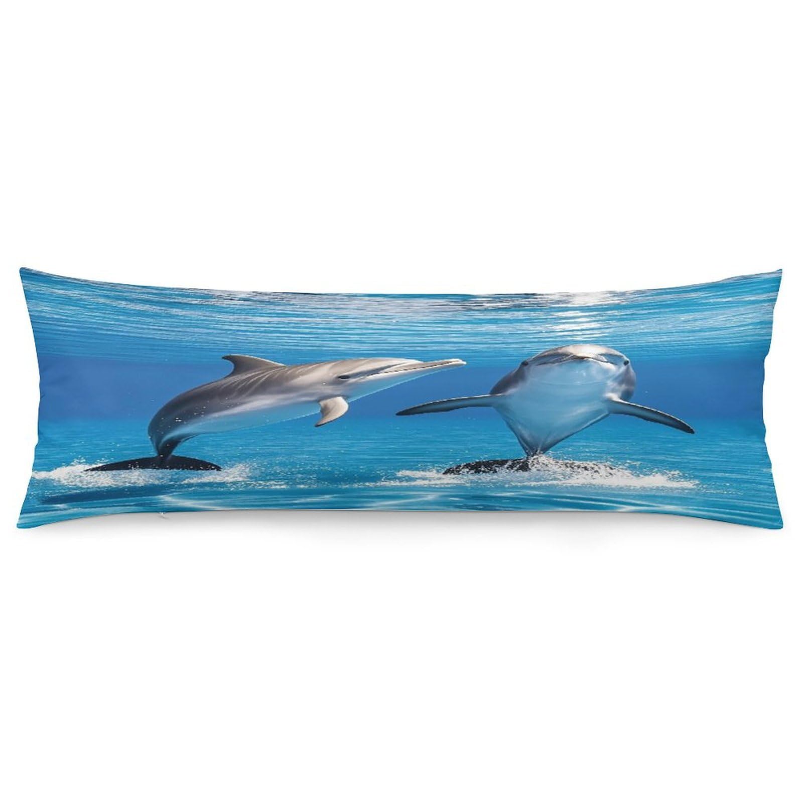 Two Dolphins Pillowcase Decorative Long Body Pillow Case Soft Breathable Body Pillow Cover Modern Large Pillowcase Cute Body Pillow Pillowcases for Bedroom Couch 18.9 X 53 Inch