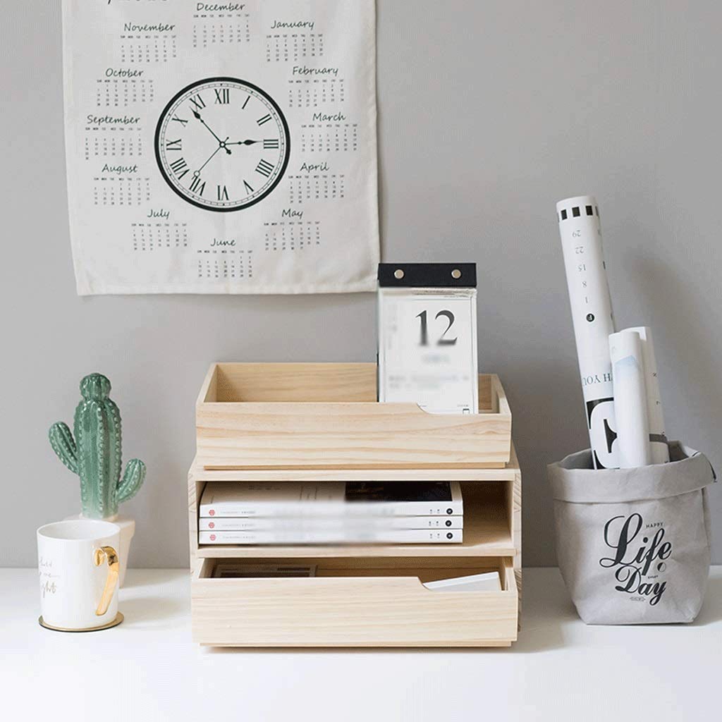 Aufbewahrung Ordner/Schnellhefter/Organisator/Holzschublade Art Desktop Bücherregal Multifunktions-Dateiablage Arbeitsbereich Schreibtisch Veranstalter for Home Office Ablagesystem Organizer