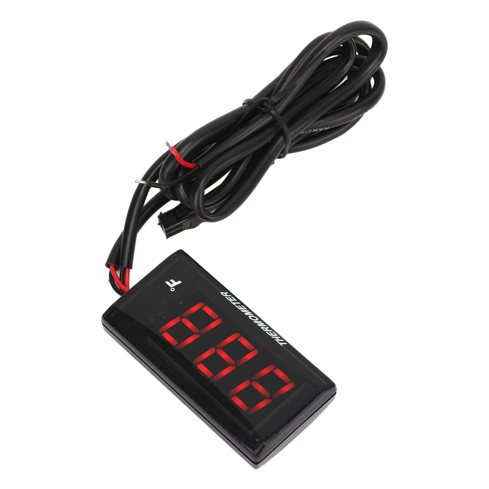 Thermomètre de Moto LCD DC 12 V, Compteur de Température D'eau étanche Ultra Fin avec Adaptateur de Bougie D'allumage de 10 Mm (Rouge)