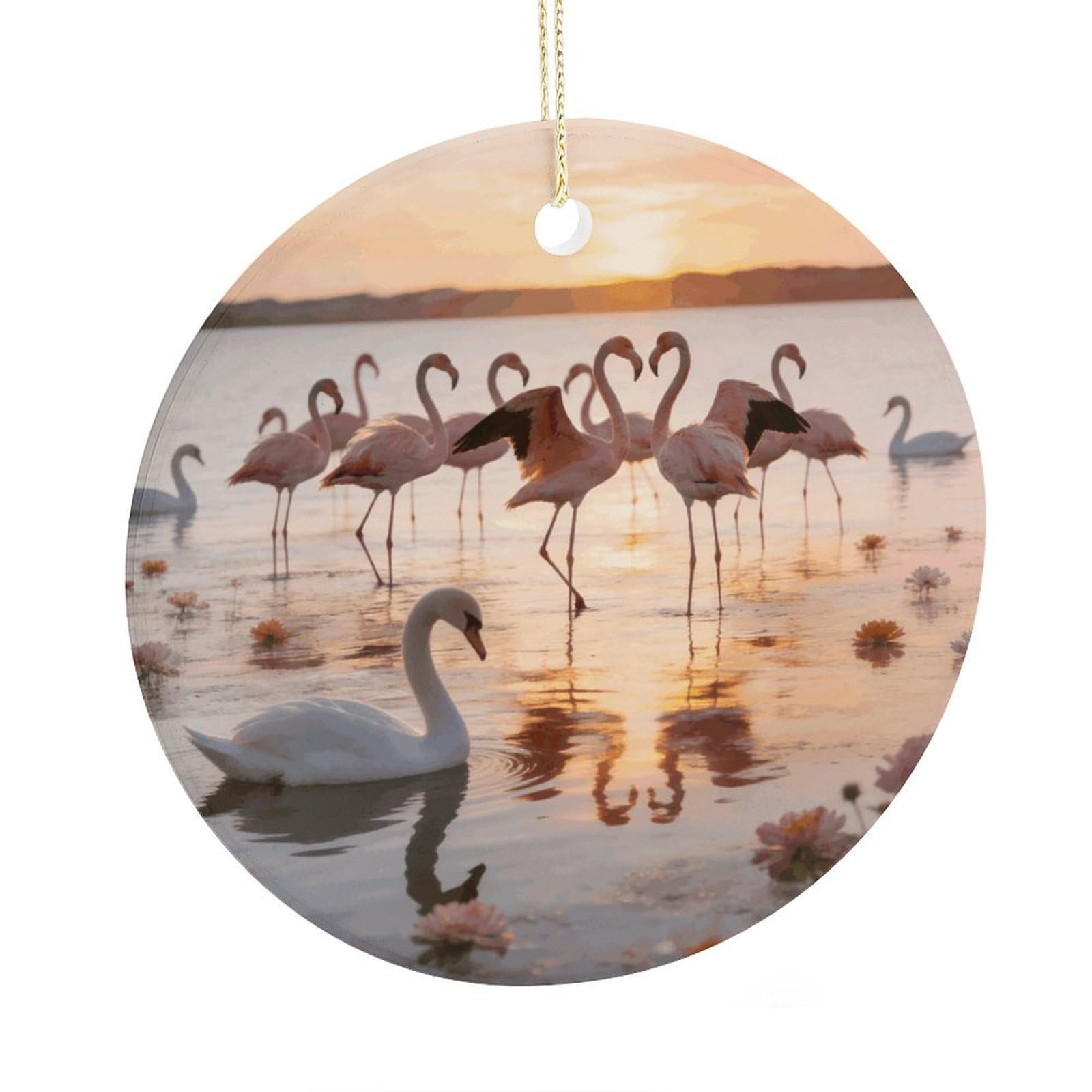 Fodpand Women's Style Flamingos Ceramic Christmas Ornament,Wall Hanging Decor Windows Hanging Decor Best Friend Birthday Gifts, Friendship Gifts Car Hanging Ornament Gift For Girls, Teachers 2.9 In