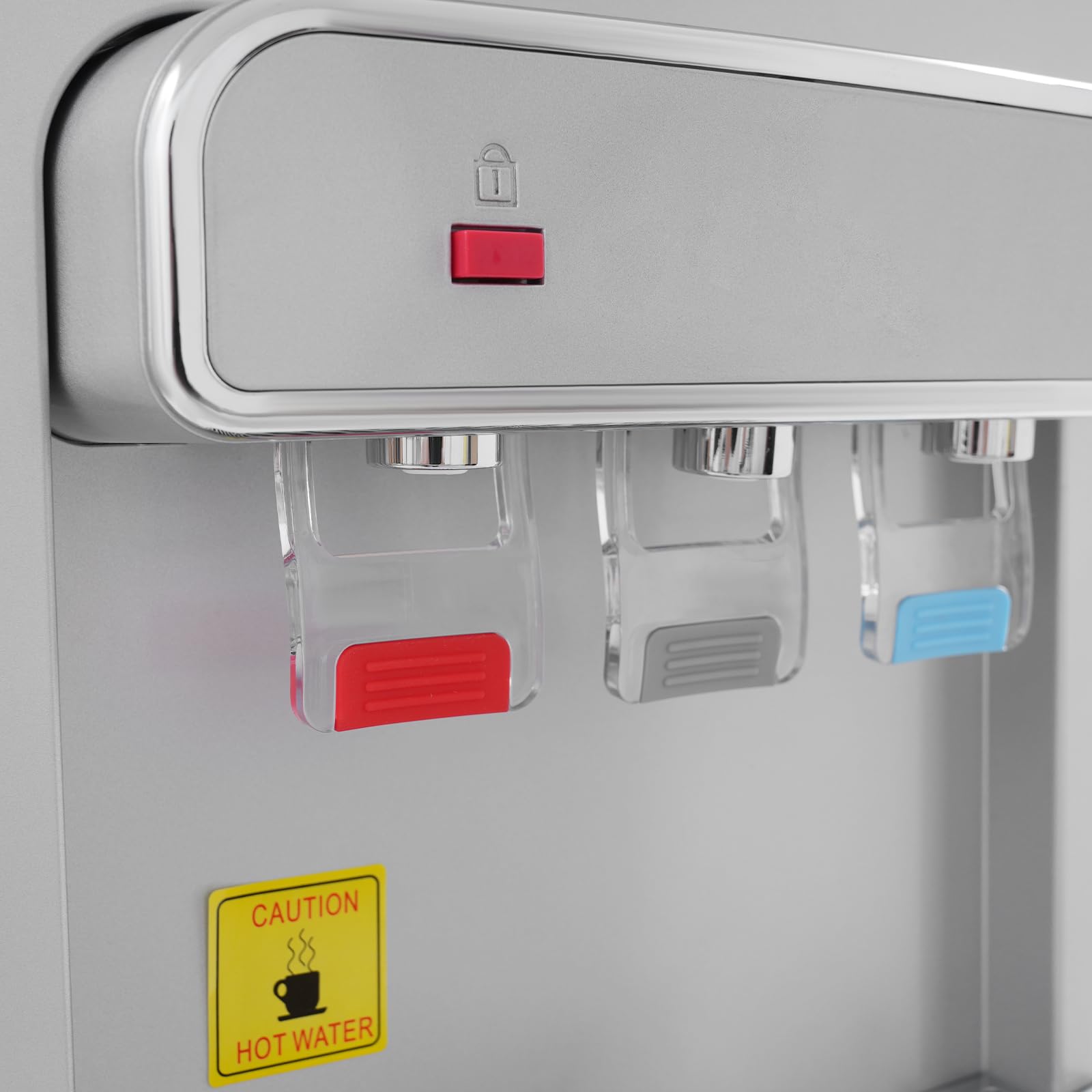 Distributeur d'eau chaude électrique sur pied - 500 W - Avec remplissage au sol - Double fonction chaud/froid - Pour la maison, le bureau, la cuisine - Argenté
