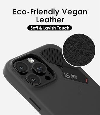 Aulumu A16 Vegan Leather [Touch Black] + G03 Wallet Leather Metal Card Case [Genuine Leather] for iPhone 16 Pro Max | Comforts Magnetic Card Holder Kit