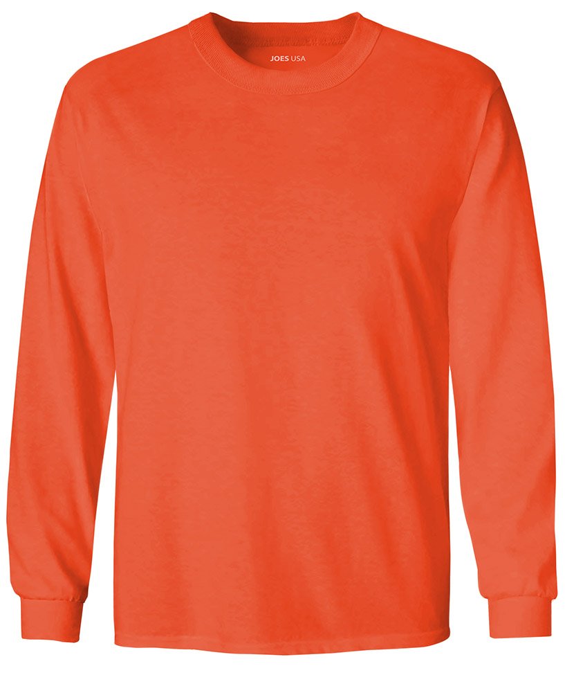 Joe de EE. UU. Juventud Manga Larga 100% algod n Camisetas en 16 Colores - Anaranjado -