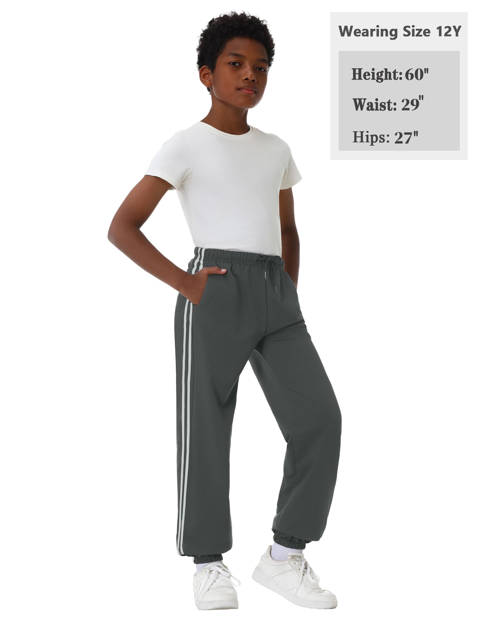EXARUS 3er-Pack Jungen-Sweatpants mit elastischer Taille, athletischer Grafikdruck, Kordelzug und Taschen, Jogger, leger, 6–14 Jahre