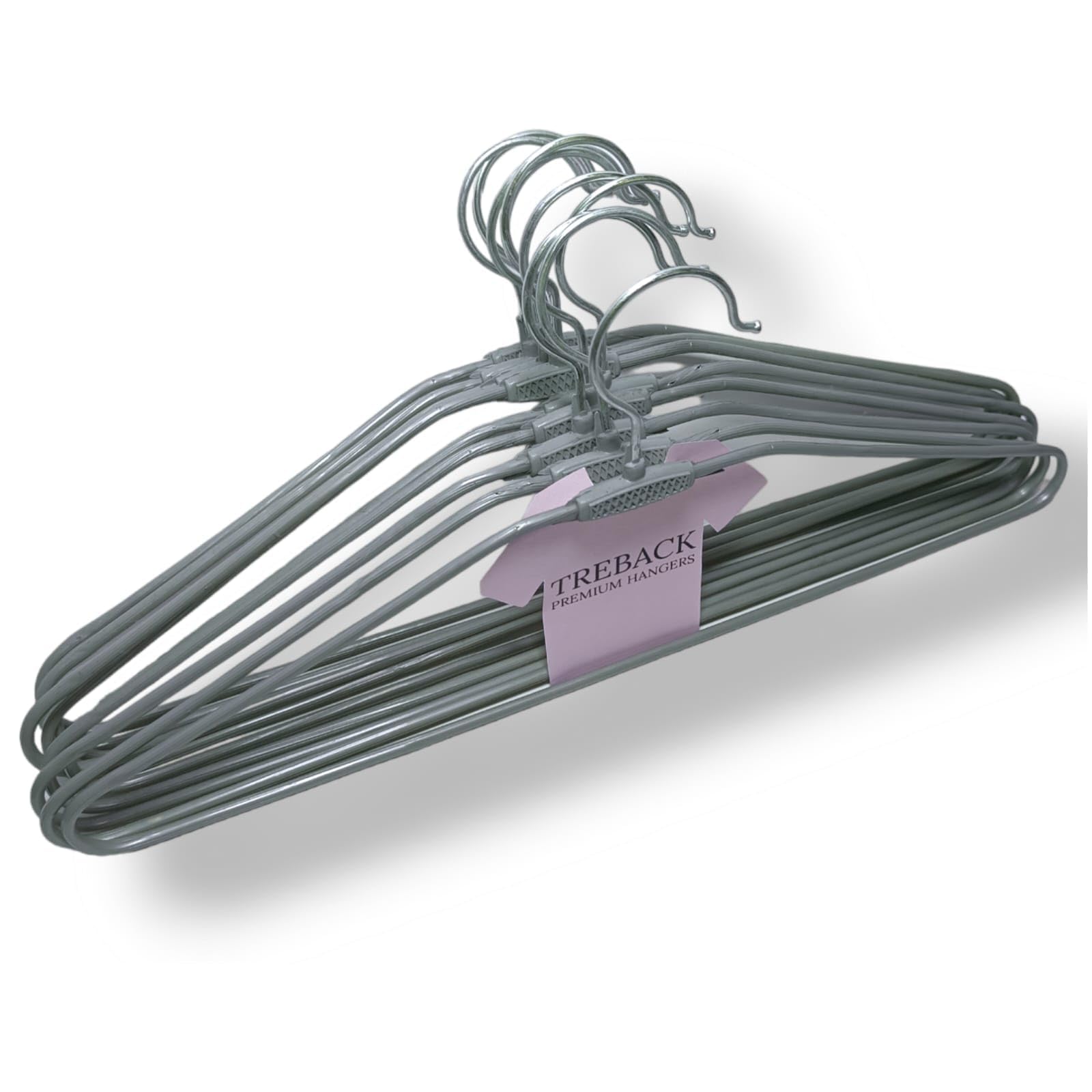 Treback Stainless Steel Hanger with Plastic Coating | Wardobe Hanger Pack of 10 | Space Saving Clothe Hanger Comes in Red, Black and Grey Color | Hanger | Coth Hanger (New Grey)-image-2