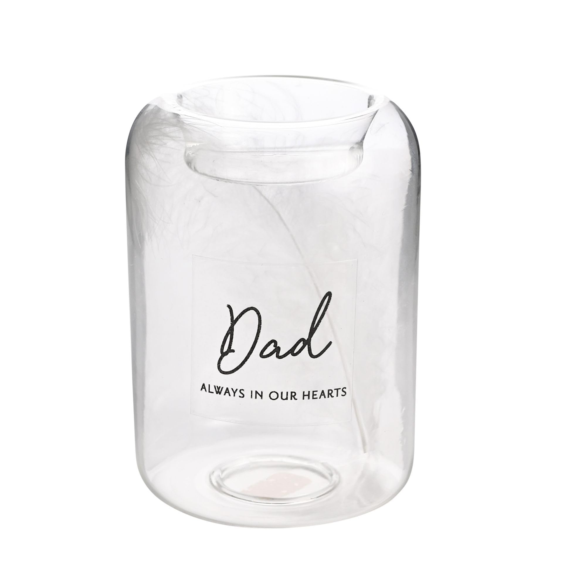 Widdop Thoughts of You Glass Tea Light Holder With Feather Inside, Dad