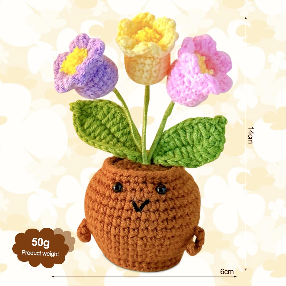 Fiore all'Uncinetto Lavorato a Mano, Mini Bambola Lavorata a Maglia, Decorazione Casa Creativa Idea Regalo