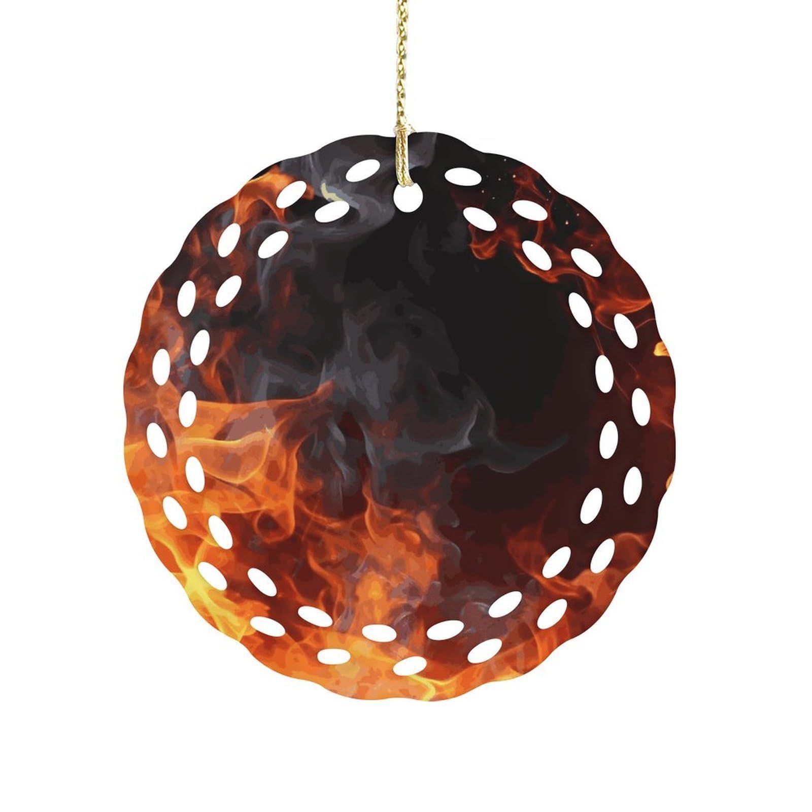Fodpand Women's Style Fire Flame Smoke Ceramic Ornament For Home Decor 3.2" Round Tree Decoration Christmas Ornaments For Men Double-Sided Design