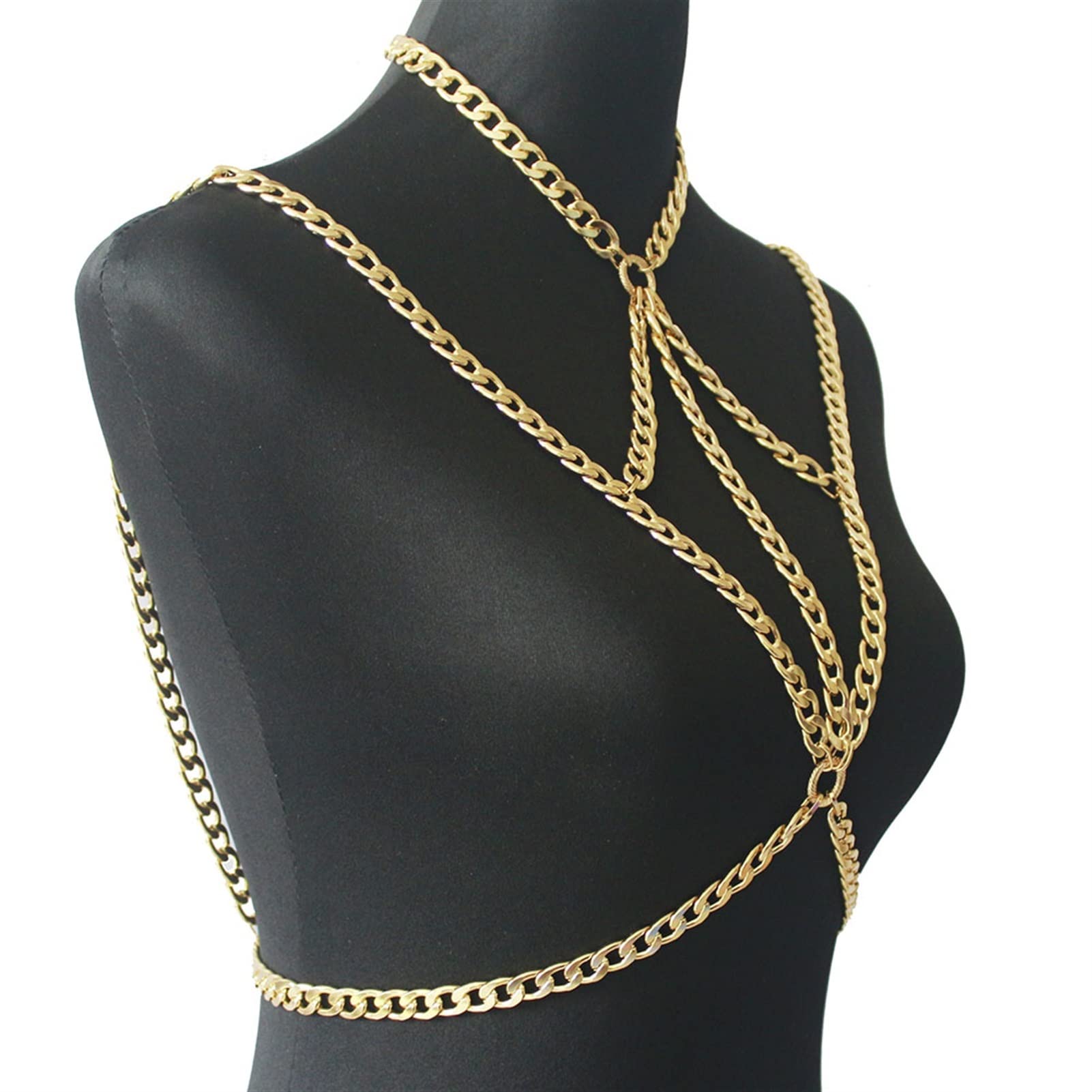Modische Körperkette, Sommer-Gold-Körperkette, Glieder-BH, klobige Bikini-Kette, Halsketten, Frauen-Körperkette, Boho-Schmuck, Geschenkketten, Halskette (Metallfarbe: Silberfarbe) (Goldfarbe)