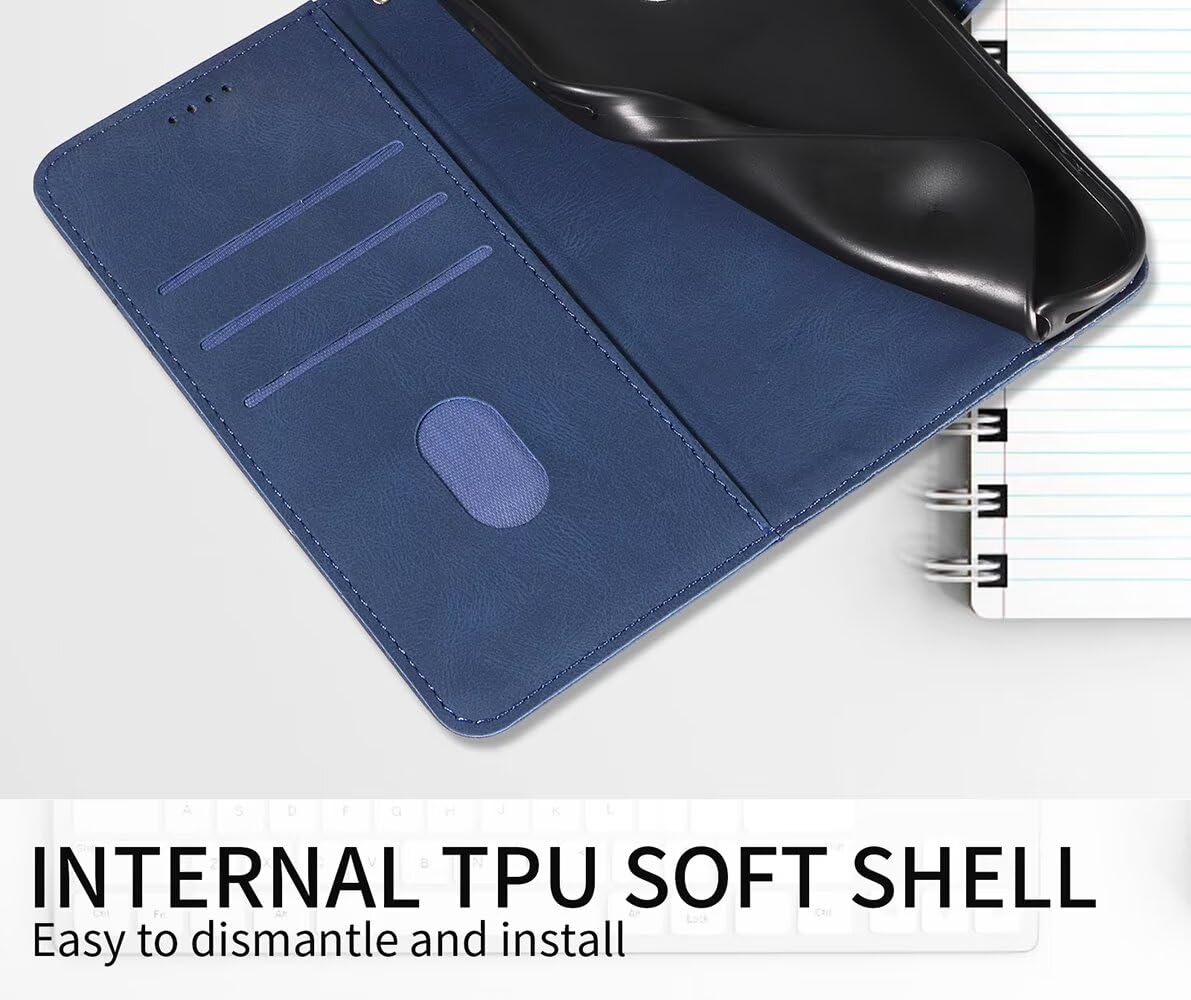 XINNI Cover per Xiaomi Poco M7 PRO 5G Custodia, RFID Protection Flip Magnetica Pelle PU/TPU Portafoglio, Blu