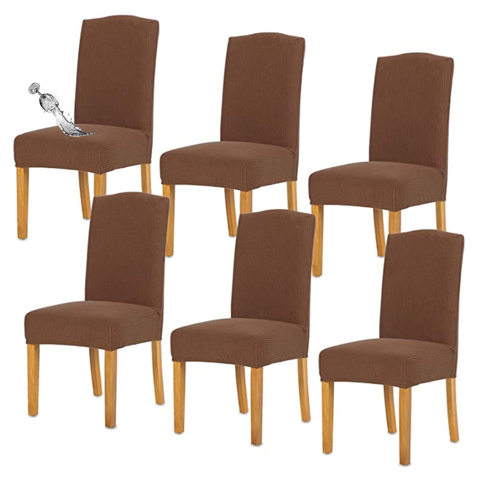 NMVAWIPT Waterproof Dining Chair Covers With Elastic Hem, Stretch Removable Washable Seats Slipcovers(12#,6pcs)