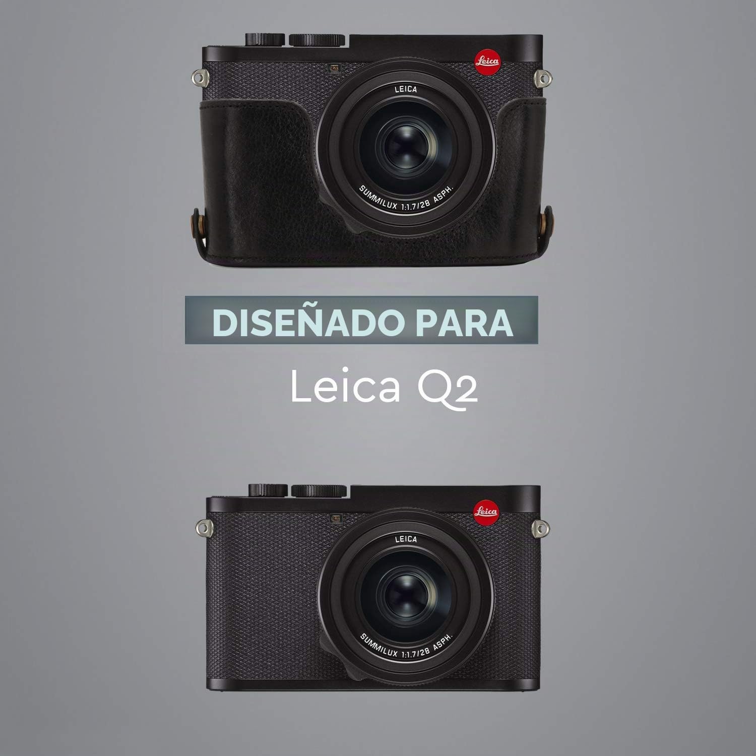 MegaGear Ever Ready Funda de Piel Genuina para Cámara Leica Q2 con Correa y Acceso a Batería, Protección contra Arañazos, Diseño Elegante