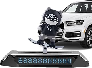 Difusor de ambientador para coche, placa de número de teléfono para estacionamiento temporal, número de teléfono de estacionamiento con dibujos animados de skateboard-gato, placa de número de