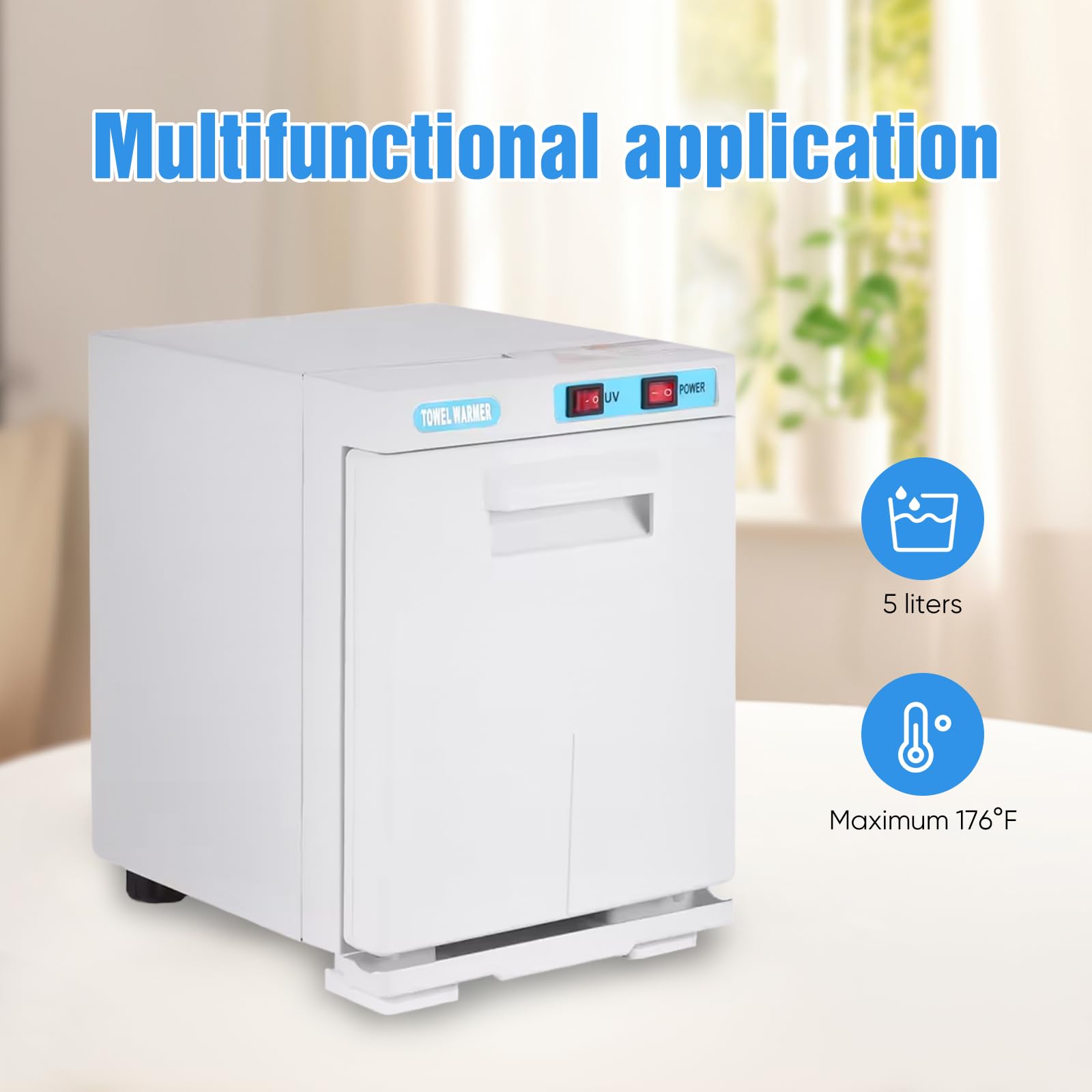 176°F 5L Calentador de toallas caliente Cuero, esterilizador Uv calentador de toallas, armario de toallas calientes, para salón de peluquería, cuarto de baño, belleza oficina en casa gimnasio (A-Negro