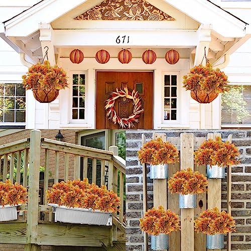 Mhmjon MHMJ-5467645 12 Pcs Artificial Fall Flowers For Outdoors Fall Greenery Artificial Maple Leaves Fake Bushes Shrubs Fall Fake Plants thumb #5
