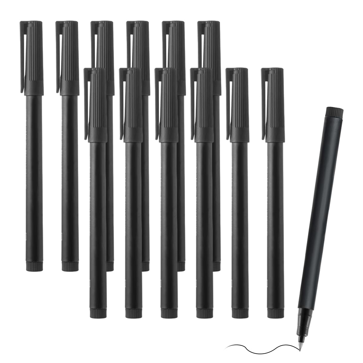 DGN 12 Piezas Rotulador Permanente Punta Fina, 0,6 mm Rotulador Permanente Negro Rotuladores Permanentes Secado Rápido Impermeable para Cartón, Vidrio, Plástico, Piedra, Dibujo, Madera, Metal