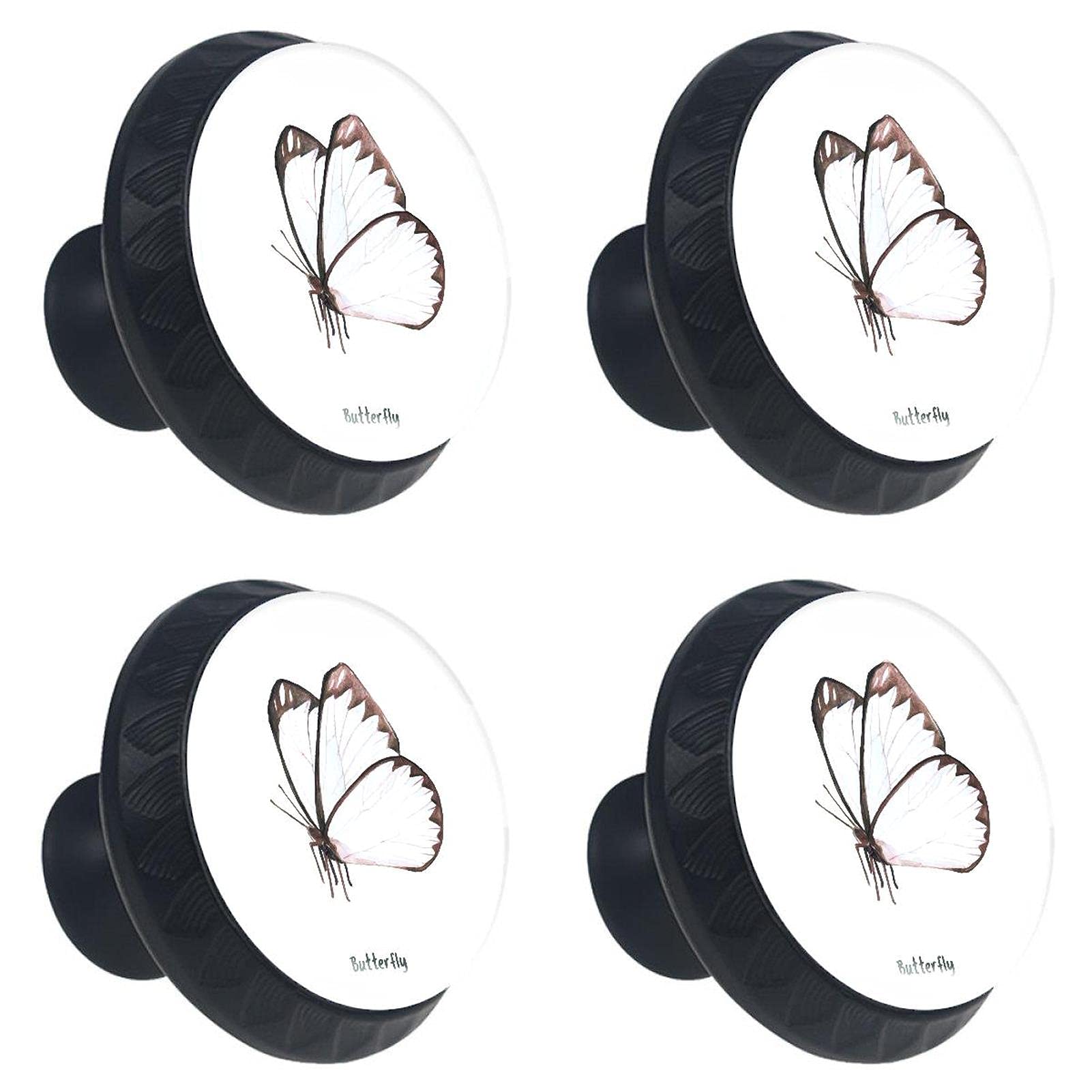 Boutons de tiroir design papillon aquarelle marron haut de gamme