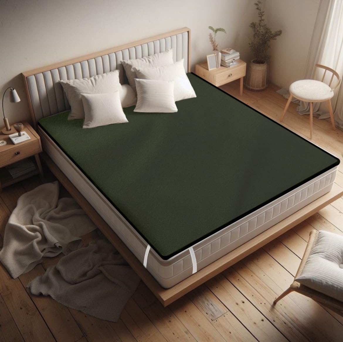 THE MAXIMUS PVC Plain 100% Waterproof Premium Mattress Protector | Breathable And Hypoallergenic Ultra Soft Fitted Bed Protector (72×72, Olive Green) THE MAXIMUS PVC Plain 100% Waterproof Premium Mattress Protector | Breathable And Hypoallergenic Ultra Soft Fitted Bed Protector (72×72, Olive Green)