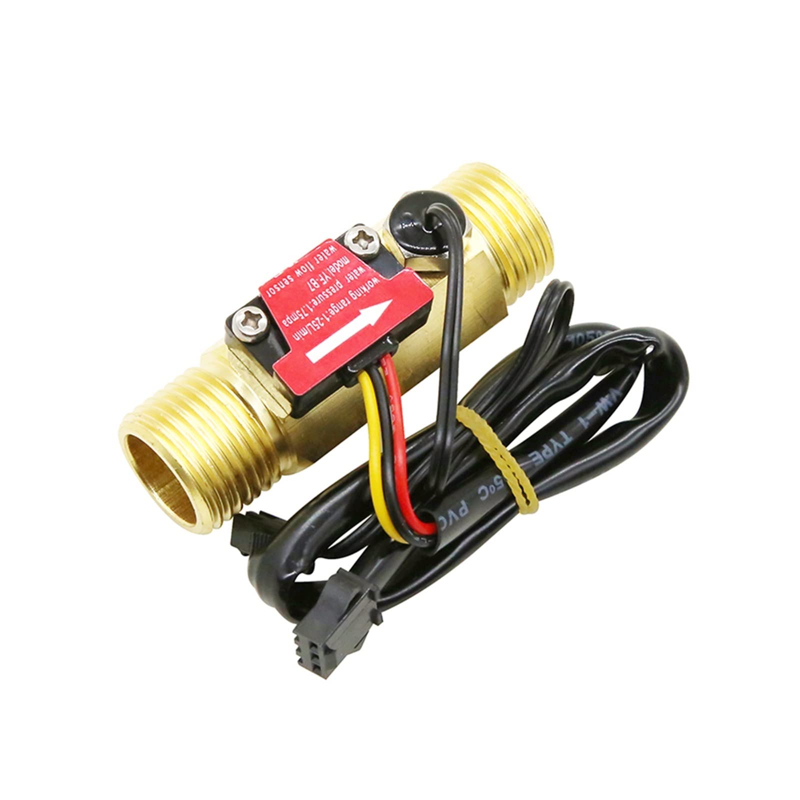 Medidor de caudal de agua, Sensor de Flujo de Agua DN15 DN20, rosca externa de latón de 1,75 MPa, caudalímetro de turbina de pulso, DC5~18V con detección de temperatura(DN20)