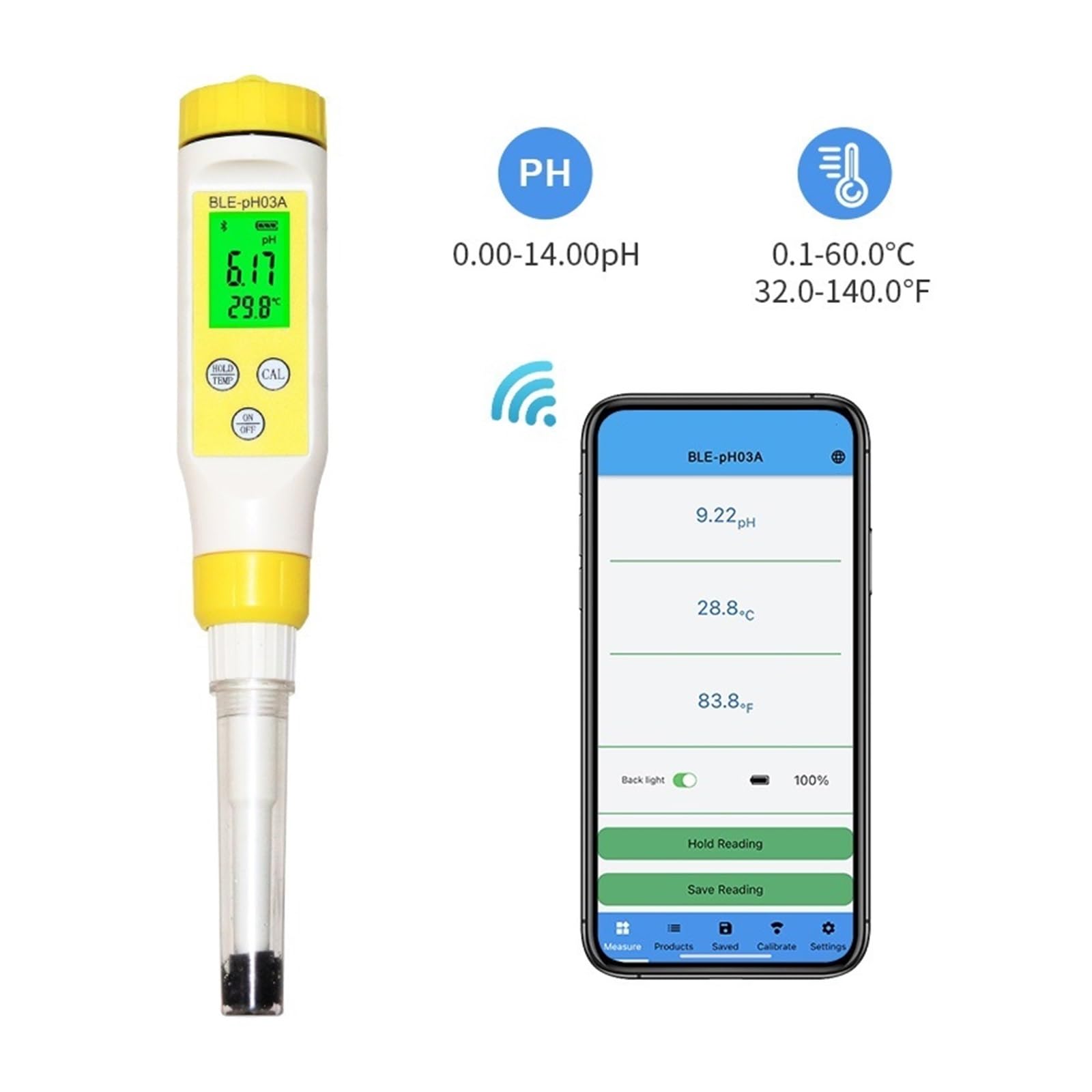 2-in-1-Temperatur-PH-Tester, automatisch kalibrierendes PH-Messgerät for Wasser, Labor, Milch, Käse PräZise Messung