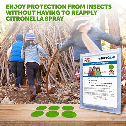 Riptgear Mosquito Patches - 150 Pack Of Mosquito Stickers For Kids And Adults, Natural Mosquito Sticker, Citronella Patch Sticks To Any Surface - Deet Free #TOP5