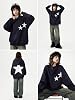 Sudadera con capucha Aelfric Eden Star Y2k oversized gráfica, cuello redondo, manga larga, estética 90s 5