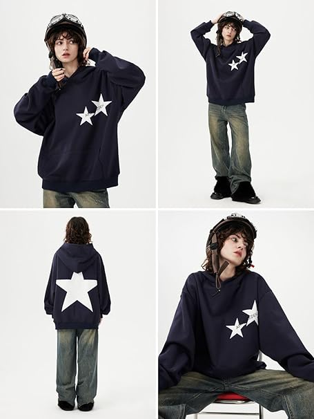 Aelfric Eden Hoodies Y2k Star Oversized Graphic Hoodies Aesthetic Apricot Crewneck Sweatshirt Long Sleeve Pullover Tops : Buy Online at Best Price in KSA - Souq is now Amazon.sa: Fashion