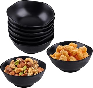 wocpvm Juego de 8 cuencos pequeños para cereales, color negro para niños, reutilizables, para desayuno, aperitivos, postres, salsa de salsa, ensalada, sopa (negro)