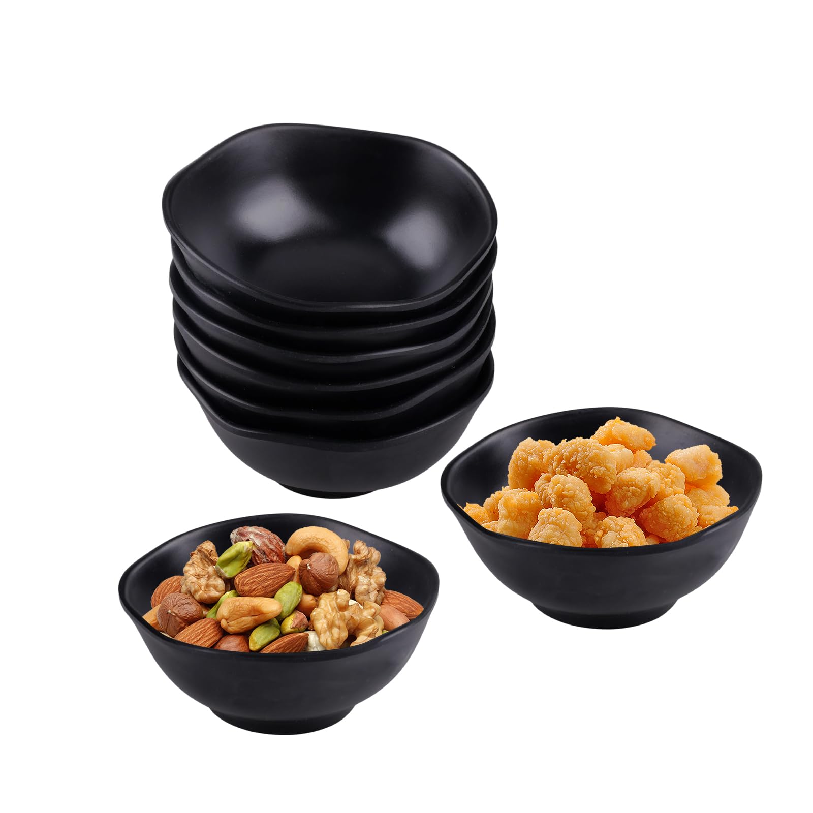 Piccole ciotole per cereali, set da 8 pezzi, colore nero, per bambini, riutilizzabili, per colazione, snack, dessert, salsa, insalata, zuppa (nero)
