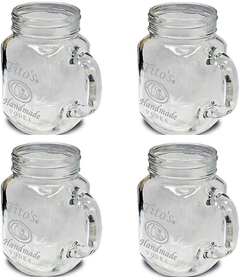 Tito's 16 oz Mason Jar Mugs with handles l Set of 4