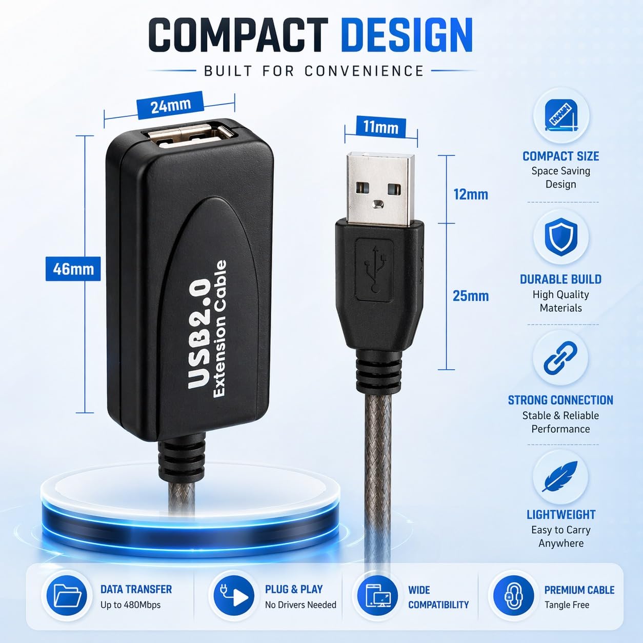 Technotech 15m USB Extension Cable - Long Reach -2