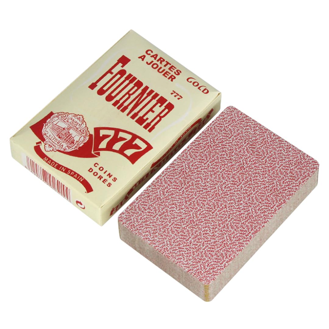 Playing Cards 777 - Plastic Coated with Golden Corners - 54 Cards Deck - Red