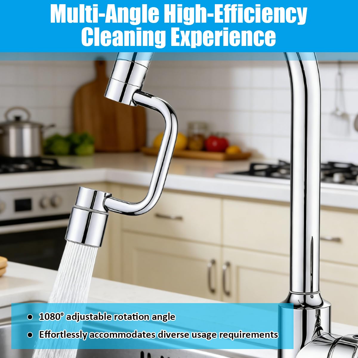 Aireador Grifo Giratorio 1080°, Extensor Adaptador Grifo Lavabo, Aireador Extensor Giratorio De 1080°, para Lavabo, Cocina y Baño, Roscas 20/22/24 mm