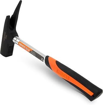 KENDO Roofing Hammer Carpenters Hammer 600 g - Hammer for Roofers, Carpenters, Carpenters Hammer Steel Head with Magnetic Nail Holder - Nail Puller - Robust Steel Tube Handle