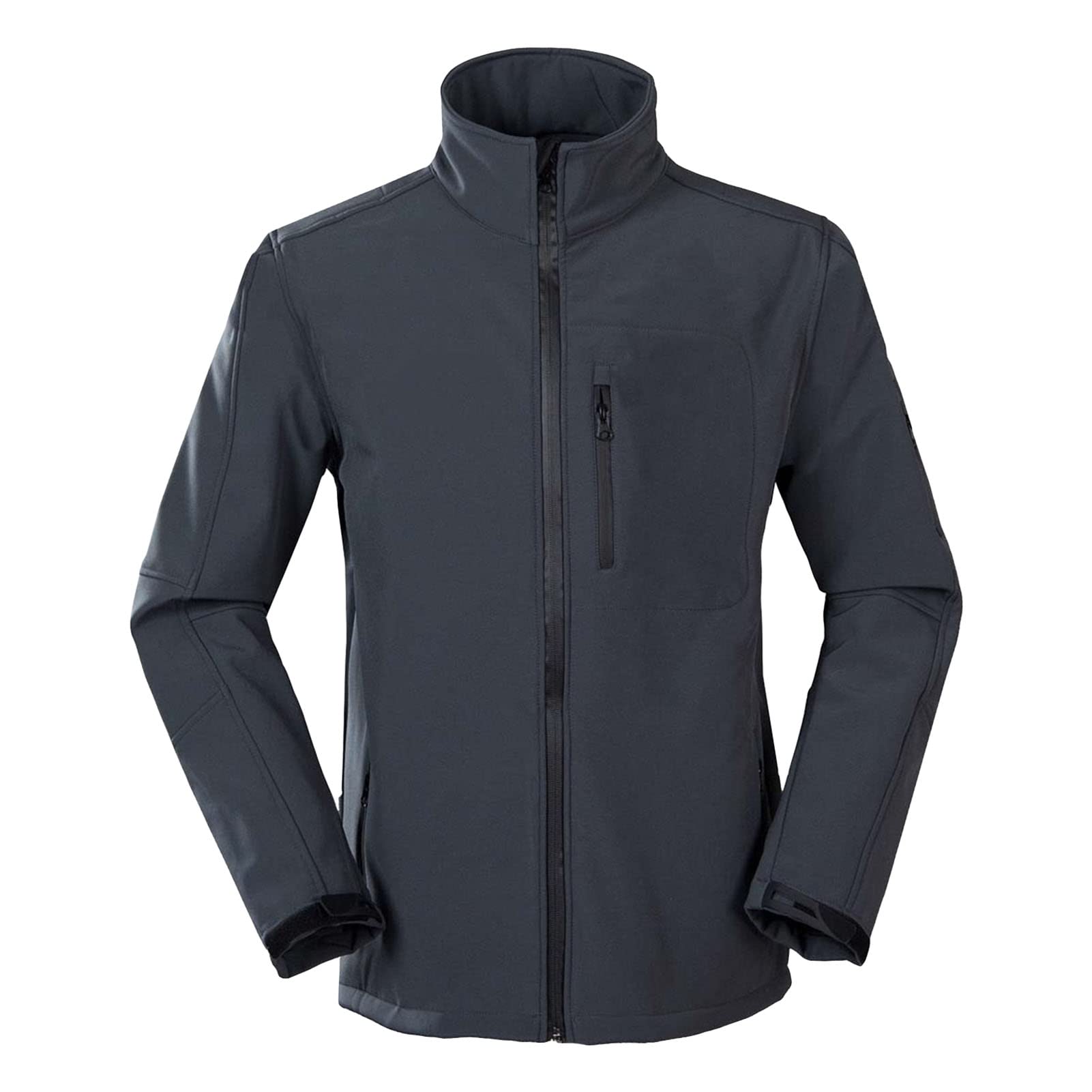 Men Military Tactical Stand Collar Jackets Casual Softshell Fleece Hiking Coat Winter Full Zip up Outdoor Jacket (Grey,Small)