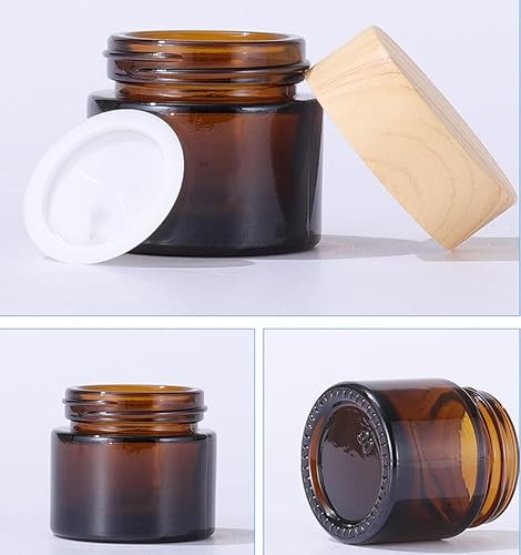 Miniatura 5 de 4 tarros de crema de vidrio de 1.06 oz, tarros vacíos de muestra de 1 onza con tapas de grano de madera para loción, crema, bálsamo labial, crema